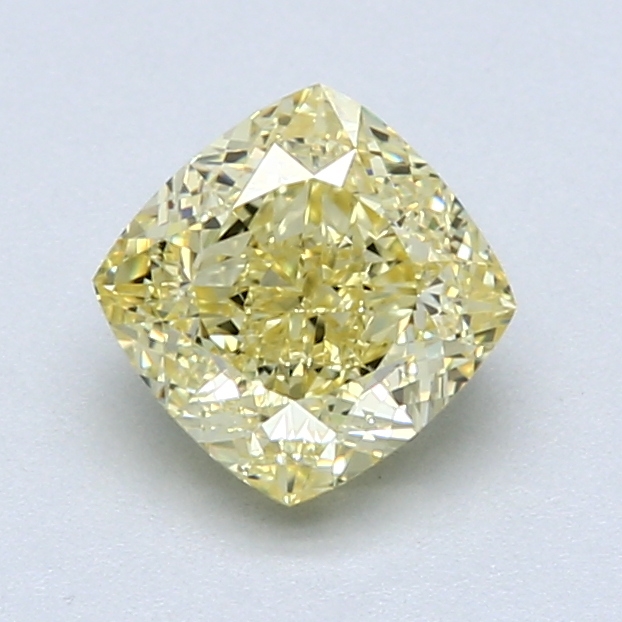 1.40 ct Cushion Cut Natural Diamond : Fancy Intense Yellow / VS1